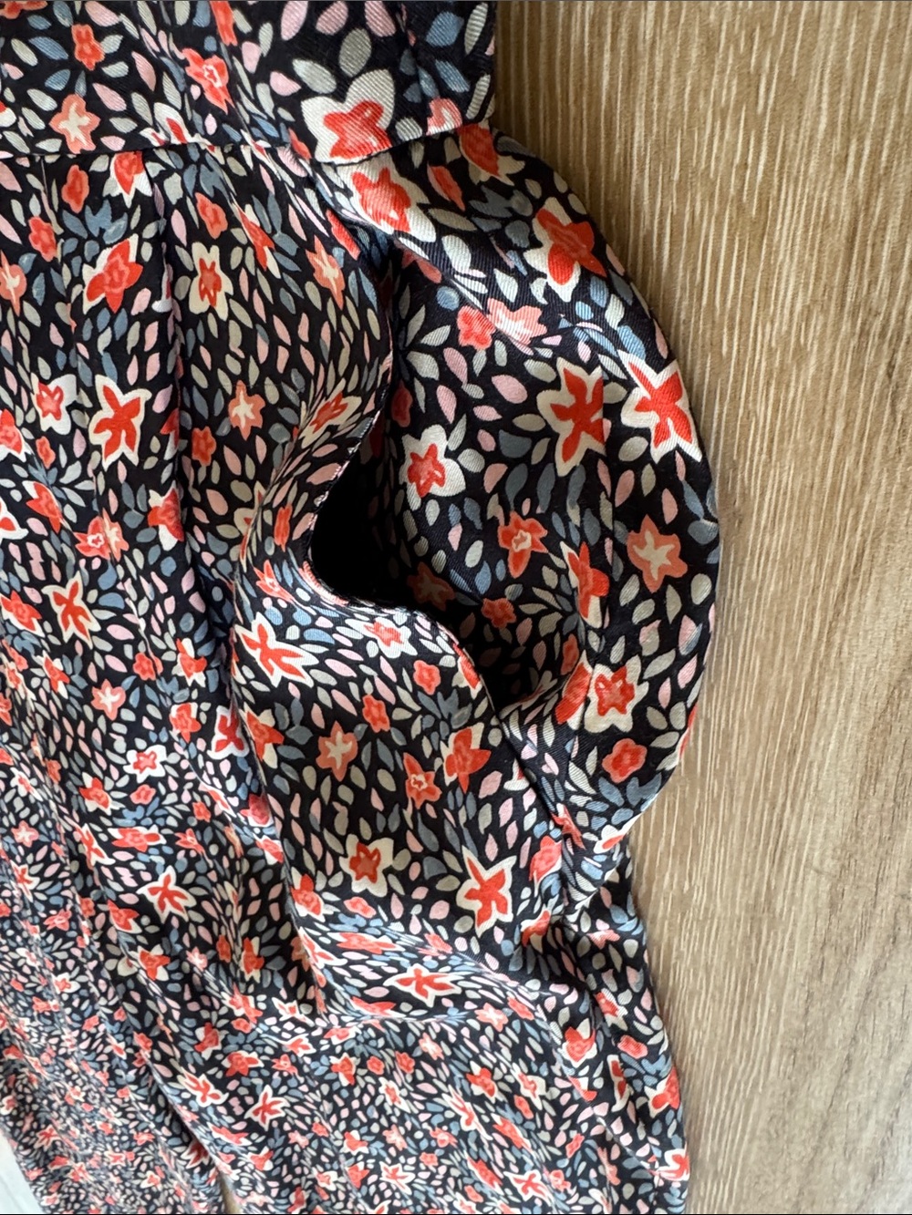 Floral V-Neck Long Sleeve Jumpsuit in Navy with Coral Accents - Picture 8 of 16
